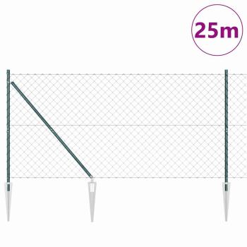 Stahlzaun mit Spitzen 1 x 25 m PVC-beschichteter Stahl Grün
