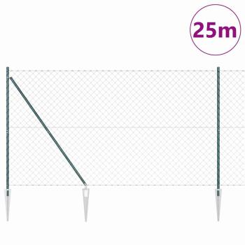 Drahtzaun Set mit 2 Grün Metall 1,5 x 25 m Drahtzaun