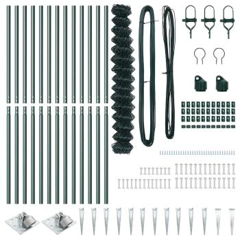 Kettenzaun mit 13 Spike-Pfosten 1,6x25 m aus verzinktem Stahl