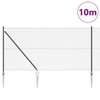 Kettenzaun mit 7 Spitzpfosten 1,2x10 m Verzinkter Stahl