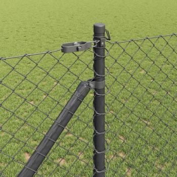 Kettenzaun mit 7 Spitzpfosten 1,2x10 m Verzinkter Stahl