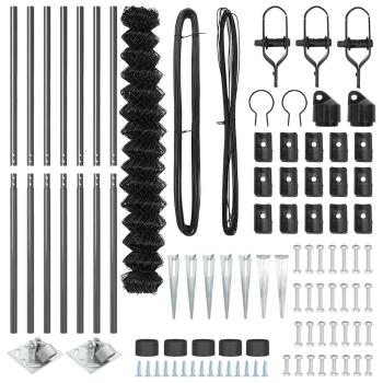 Kettengliedzaun mit 7 Spike-Posts 1,6 x 10 m verzinkter Stahl