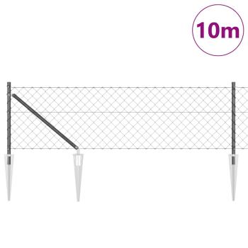 Kettenzaun mit 7 Spike-Posts 0,8x10 m verzinkter Stahl