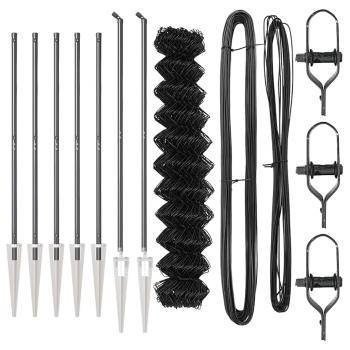 Kettengliedzaun mit 7 Spike-Posten 1,4x10 m verzinkter Stahl