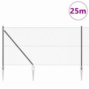 Drahtzaun mit 13 Spike-Posts 1.4x25 m verzinkter Stahl