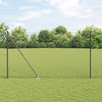 ARDEBO.de - Kettengliedzaun Set von 2 Grau Stahl 25 x 1,5 m Robust