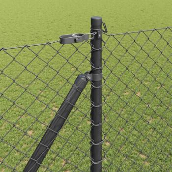 Kettengliedzaun Set von 2 Grau Stahl 25 x 1,5 m Robust
