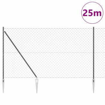 Stahlzaun mit Spitzen 25 x 1,5 m PVC-beschichteter Stahl Grau