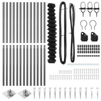 Kettengliedzaun Set von 2 Grau Stahl 25 x 1,5 m Robust