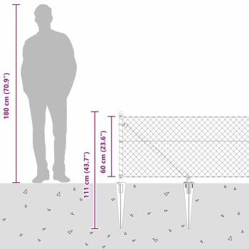 Drahtzaun mit 7 Stachelpfählen 0,6x10 m verzinkter Stahl