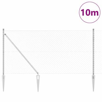 Kettenzaun mit 7 Spitzenpfählen 1x10 m verzinkter Stahl