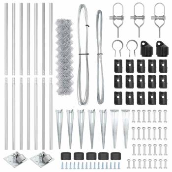 Kettenzaun mit 7 Spike-Posts 1,2 x 10 m Verzinkter Stahl
