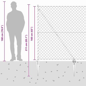 Drahtzaun mit 7 Spike-Posts 1,6x10 m verzinkter Stahl