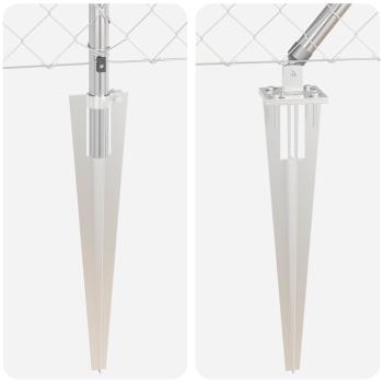 Kettengliedzaun mit 7 Spike-Posten 1.5x10 m aus verzinktem Stahl