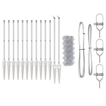 Mäuseringezaun mit 13 Spike-Posten 0,8 x 25 m galvanisierter Stahl
