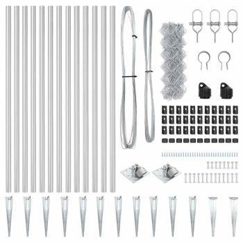 Mäuseringezaun mit 13 Spike-Posten 0,8 x 25 m galvanisierter Stahl