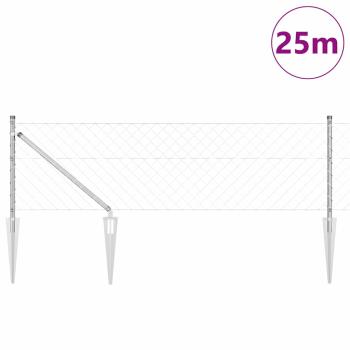 Maschendrahtzaun mit Stacheln 25 x 0,8 m Verzinkter Stahl Netz