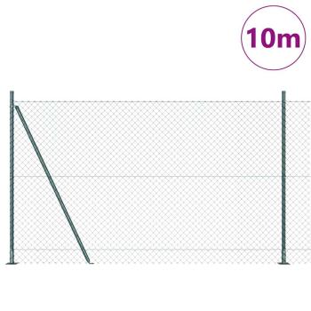 Kettenzaun mit 7 Flanschpfosten 1,6x10 m verzinkter Stahl