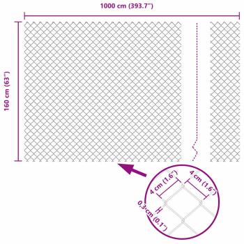 Kettenzaun mit 7 Flanschpfosten 1,6x10 m verzinkter Stahl