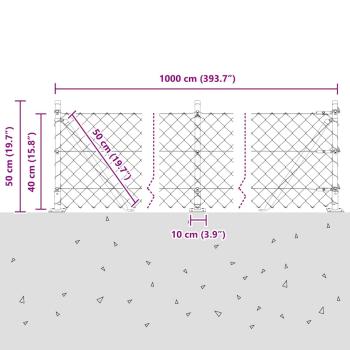 Drahtzaun mit 7 Flanschen 0,4x10 m verzinkter Stahl