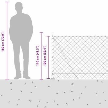 Kettengliedzaun mit 7 Flanschpfosten 1x10 m feuerverzinkter Stahl