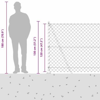 Drahtzaun mit 7 Flanschpfosten 1,2 x 10 m Verzinkter Stahl