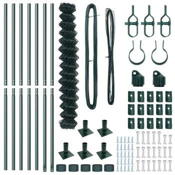 Maschendrahtzaun mit 7 Flanschpfosten 1,6x10 m Verzinkter Stahl