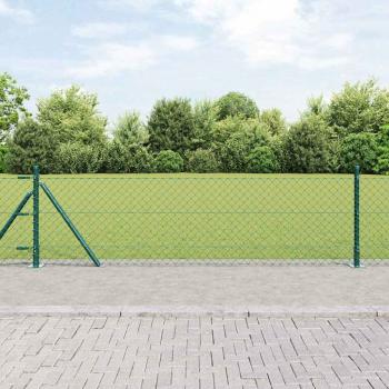 ARDEBO.de - Kettenzaun mit 13 Flanschpfosten 0.4 x 25 m verzinkter Stahl