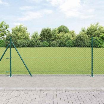 ARDEBO.de - Kettengitterzaun mit 13 Flanschpfosten 1x25 m Verzinkter Stahl