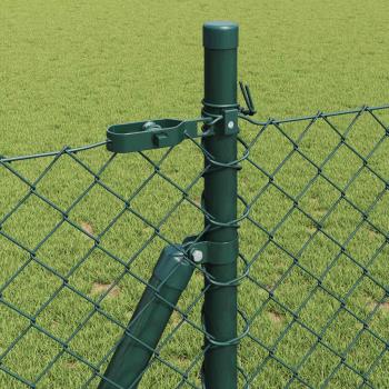 Kettengliedzaun 2er Set Grün Pulverbeschichteter Stahl 0,8 x 25 m