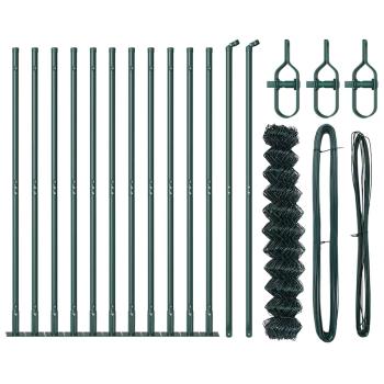 Kettengliedzaun mit 13 Flanschpfosten 1,2x25 m verzinkter Stahl