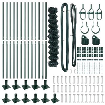 Kettengliedzaun mit 13 Flanschpfosten 1,2x25 m verzinkter Stahl