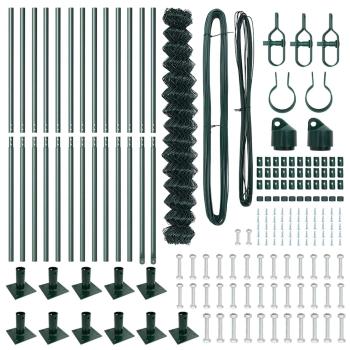 Maschendrahtzaun mit 13 Flanschpfosten 1,6x25 m verzinkter Stahl