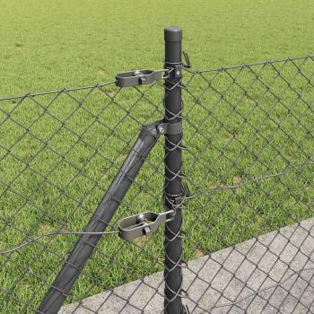 Drahtzaun mit 7 Flanschpfosten 0,6x10 m galvanisierter Stahl