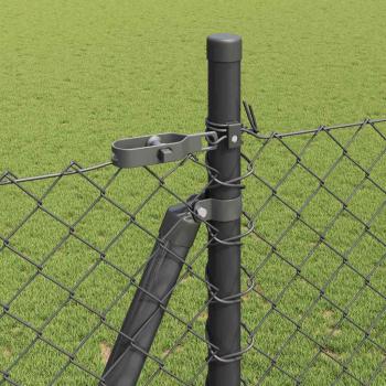 Maschendrahtzaun mit 7 Flanschpfosten 1,4 x 10 m verzinkter Stahl