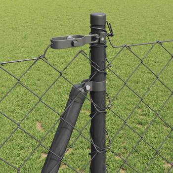 Kettenzaun mit 7 Flanschpfosten 1,2x10 m Verzinkter Stahl