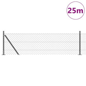 Kettenzaun mit 13 Flanschen 0,6x25 m galvanisierter Stahl