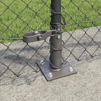 Kettengliedzaun mit 13 Flanschpfosten 0,8x25 m verzinkter Stahl