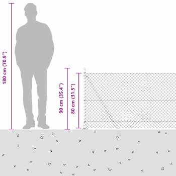 Kettengliedzaun mit 13 Flanschpfosten 0,8x25 m verzinkter Stahl