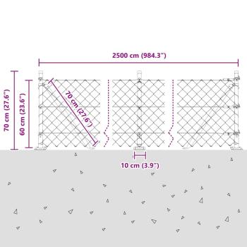 Maschendrahtzaun mit 13 Flanschen 0,6x25 m aus verzinktem Stahl