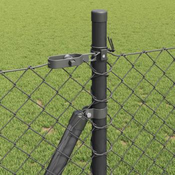 Kettengliedzaun Set aus 2 Grau Stahl, PVC 25 x 1 m Langlebig