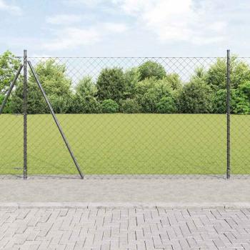 ARDEBO.de - Kettenzaun Set aus 2 Grau Pulverbeschichteter Stahl 25 x 1,5 m