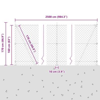 Maschendrahtzaun mit Betonsockel 25 x 1,6 m Grau Netz