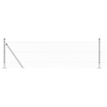 Kettenzaun mit 7 Flanschpfosten 0.4 x 10 m Verzinkter Stahl