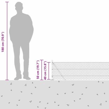 Kettenzaun mit 7 Flanschpfosten 0.4 x 10 m Verzinkter Stahl
