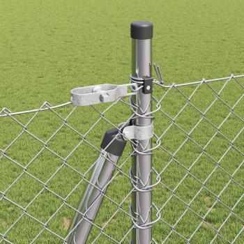 Kettenzaun mit 7 Flanschpfosten 1,5x10 m verzinkter Stahl