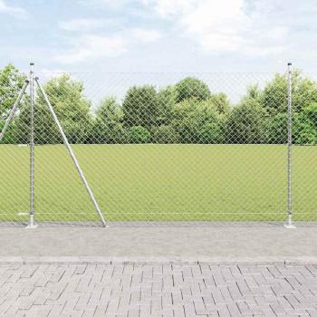 ARDEBO.de - Drahtzaun mit 7 Flanschpfosten 1,6x10 m Galvanisierter Stahl