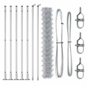 Drahtzaun mit 7 Flanschpfosten 1,6x10 m Galvanisierter Stahl