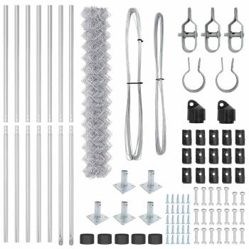 Drahtzaun mit 7 Flanschpfosten 1,6x10 m Galvanisierter Stahl