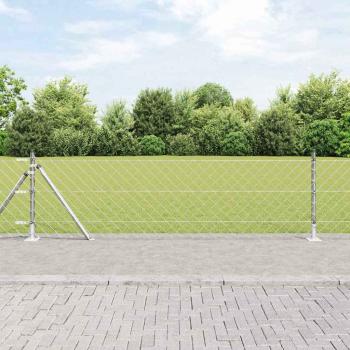 ARDEBO.de - Kettenzaun mit 7 Flanschpfosten 0,6 x 10 m aus galvanisiertem Stahl